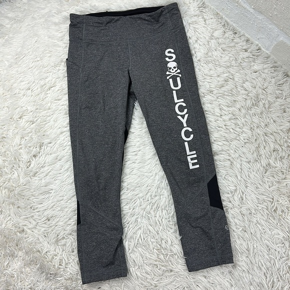 Lululemon Pace Rival Crops Heathered Black Black SoulCycle Collab - Picture 1 of 7